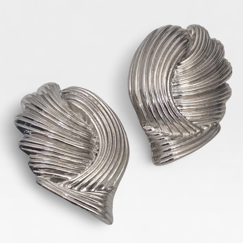 Oversized Textured Geometric Pierced Earrings